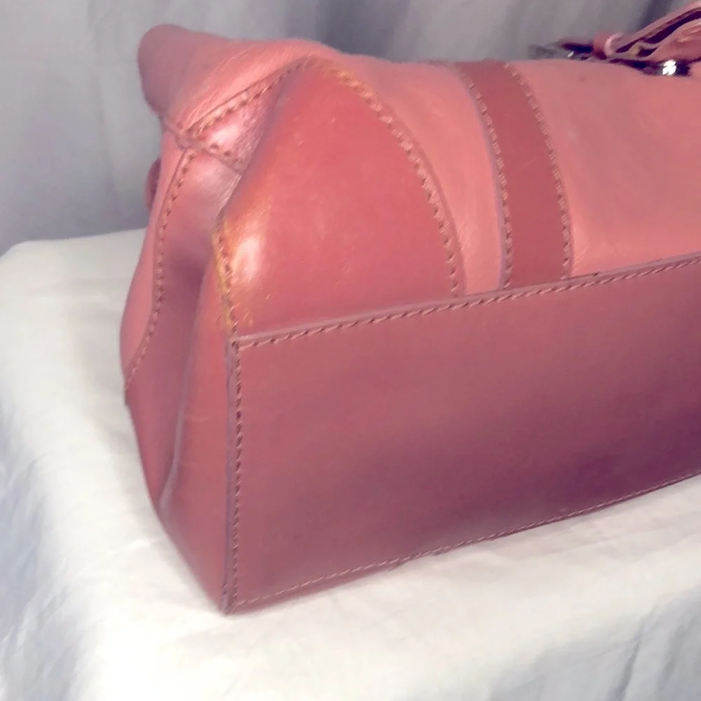 Women's Pink Leather Satchel Shoulder Bag